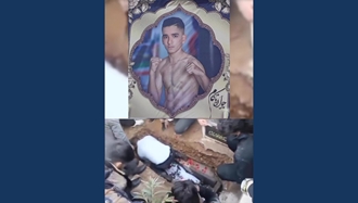  مراسم خاکسپاری شهید قیام محمدحسین پرنون در خرم‌آباد 