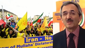 تظاهرات برلین - جواد دبیران معاون دفتر نمایندگی شورای ملی مقاومت در آلمان