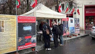 پاریس- برگزاری میز کتاب توسط هواداران سازمان مجاهدین در حمایت از قیام سراسری مردم ایران - ۳۰ بهمن ۱۴۰۴