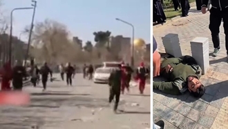 فرار پاسداران و مأموران سرکوبگر رژیم آخوندی از مجموعه ورزشی بعثت