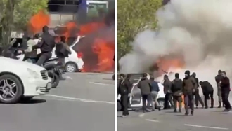 حمله هوایی اسراییل به خودروی یگان ویژه پلیس در میدان انقلاب تهران