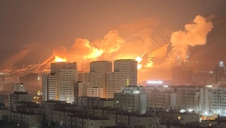 تصویری از دود و آتش در پی حملات آمریکا و اسراییل در غرب تهران