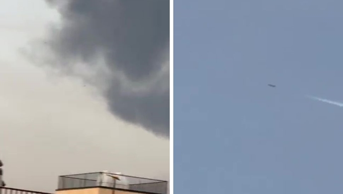  پرواز جنگنده در آسمان اصفهان همزمان با دیده شدن دود انفجار