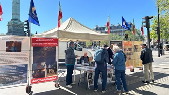 پاریس - برگزاری میز کتاب در حمایت از قیام سراسری مردم ایران و نمایش تصاویر زندانیان سیاسی اعدام شده