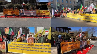 خروش ایرانیان آزاده در استکهلم و کپنهاگ در اعتراض به اعدام جنایتکارانه مجاهدان خلق، حامد ولیدی و محمد معصوم‌شاهی