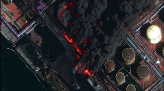 وقوع آتش‌سوزی در انباری متعلق به یک شرکت نفت خارجی در غرب شهر بصره عراق