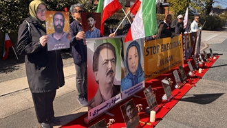 کپنهاگ - آکسیون ایرانیان آزاده در محکومیت اعدام سه شورشگر سربدار مقابل سفارت رژیم 