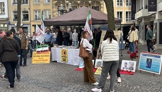 لوگزامبورگ - میز کتاب هواداران مجاهدین خلق در محکومیت اعدام مجاهدان سربدار و شورشگران دلیر 