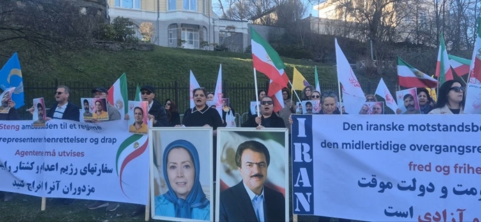 اسلو - آکسیون ایرانیان آزاده در برابر لانه جاسوسی آخوندها 