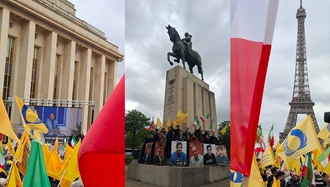 تظاهرات بزرگ ایرانیان در پاریس - اعتراض جهانی به اعدام مجاهدان قهرمان و شورشگران دلیر - گزارش تصویری