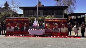 کپنهاگ - گرامیداشت یاد و خاطره ۶شهید مجاهد خلق در برابر لانه جاسوسی آخوندها توسط ایرانیان آزاده 