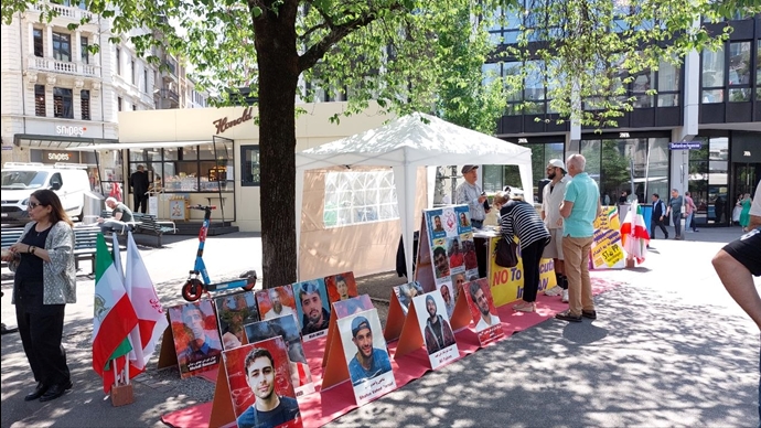 زوریخ سوئیس - برگزاری میز کتاب علیه اعدامهای جنایتکارانه زندانیان سیاسی توسط ایرانیان آزاده - ۵خرداد