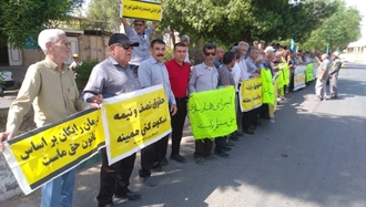 تجمع اعتراضی بازنشستگان شوش و هفت‌تپه 