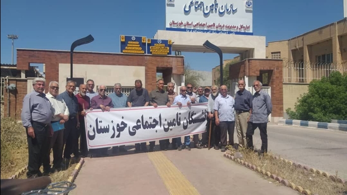 تجمع اعتراضی بازنشستگان و کارگران در اهواز