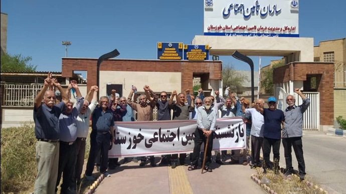 تجمع اعتراضی بازنشستگان و کارگران در اهواز