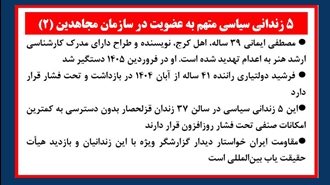 ۵ زندانی سیاسی متهم به عضویت در سازمان مجاهدین 