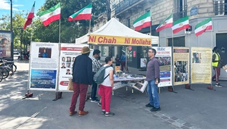 پاریس - برگزاری میز کتاب و نمایشگاه عکس شهیدان توسط هواداران مجاهدین